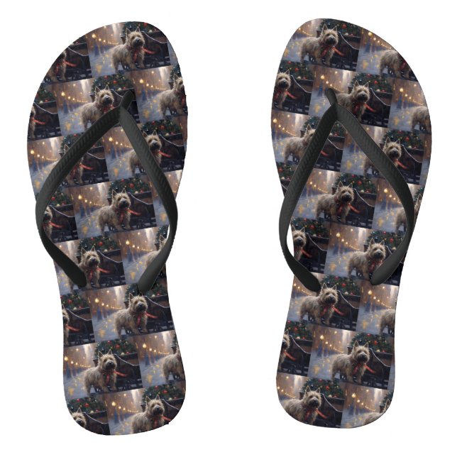 Cairn Terrier Christmas Festive Season  Flip Flops (Footbed)