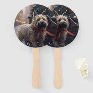 Cairn Terrier Christmas Festive Season  Hand Fan