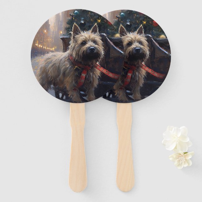 Cairn Terrier Christmas Festive Season  Hand Fan (Front and Back)