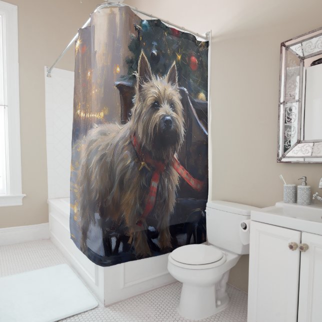 Cairn Terrier Christmas Festive Season  Shower Curtain (In Situ)
