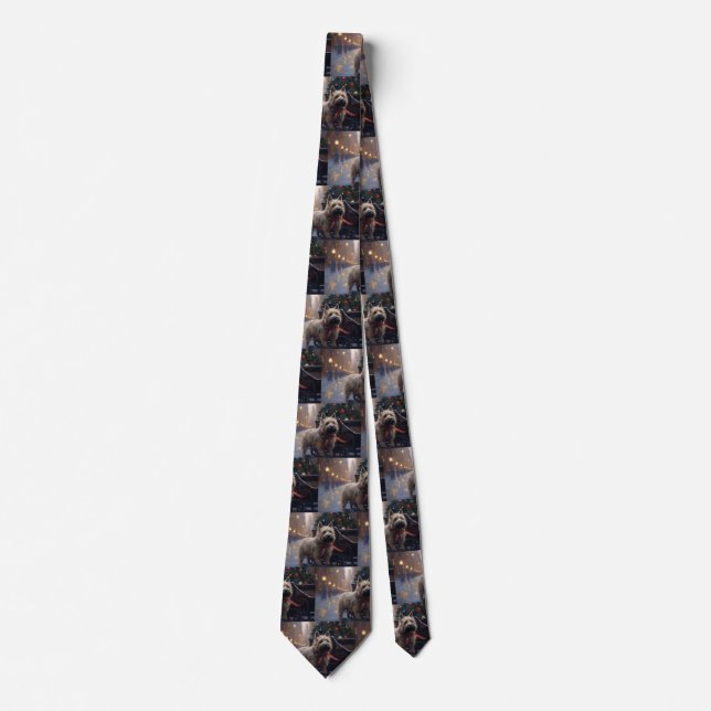 Cairn Terrier Christmas Festive Season  Tie (Front)