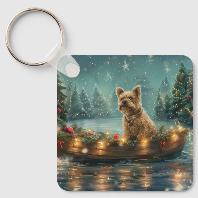Cairn Terrier Christmas Festive Voyage Key Ring (Front)