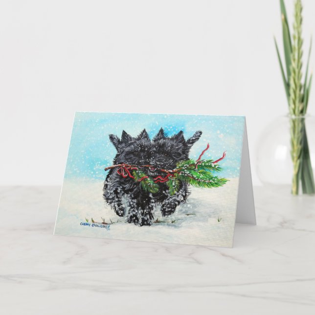 Cairn Terrier Christmas Holiday Card (Front)