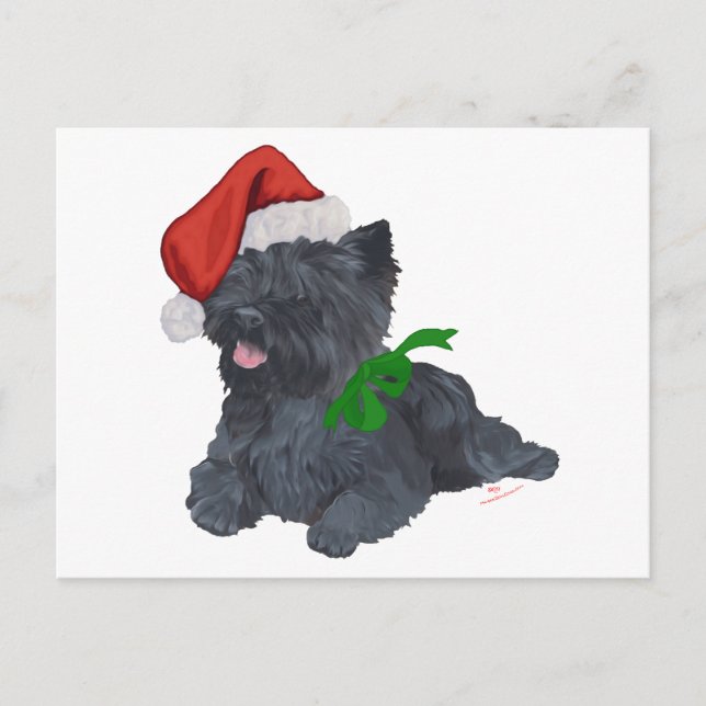 Cairn Terrier Christmas Holiday Postcard (Front)