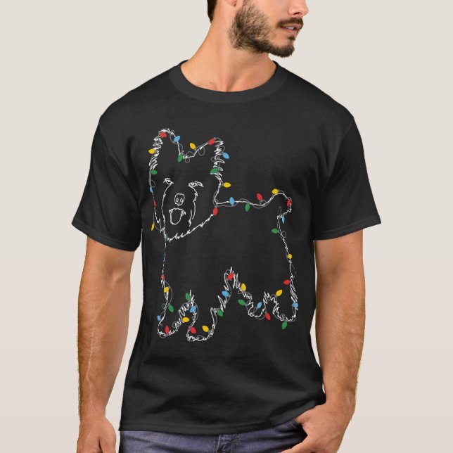 Cairn Terrier Christmas Lights Dog Lover Ugly Swea T-Shirt (Front)