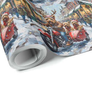 Cairn Terrier Christmas Motorcycle Parade Holiday Wrapping Paper