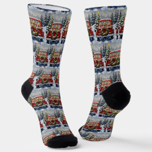 Cairn Terrier Christmas Red Truck Holiday Socks