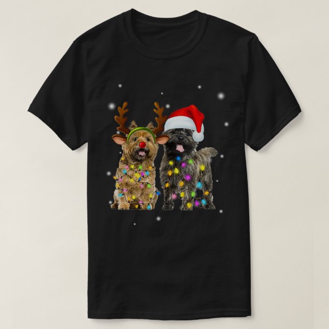 Cairn Terrier Christmas Reindeer Dog Lover  T-Shirt (Design Front)