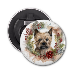 Cairn Terrier Christmas Wreath Festive Pup Bottle Opener