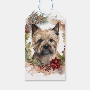 Cairn Terrier Christmas Wreath Festive Pup Gift Tags