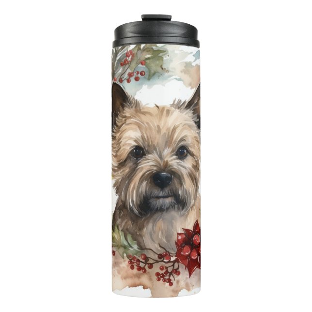 Cairn Terrier Christmas Wreath Festive Pup Thermal Tumbler (Front)