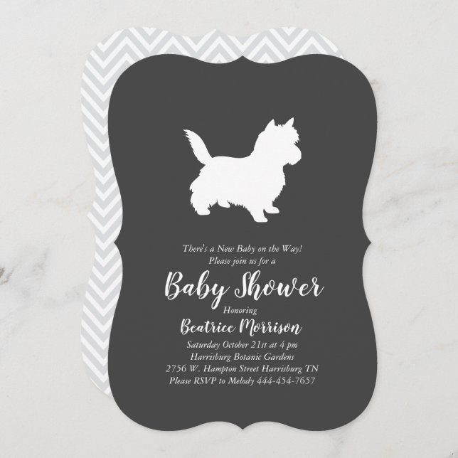 Cairn Terrier Dog Baby Shower Gender Neutral Invitation (Front/Back)