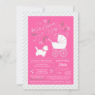 Cairn Terrier Dog Baby Shower Pink Girl Invitation