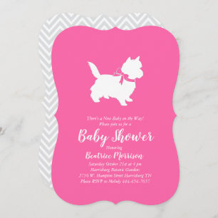 Cairn Terrier Dog Baby Shower Pink Girl Invitation
