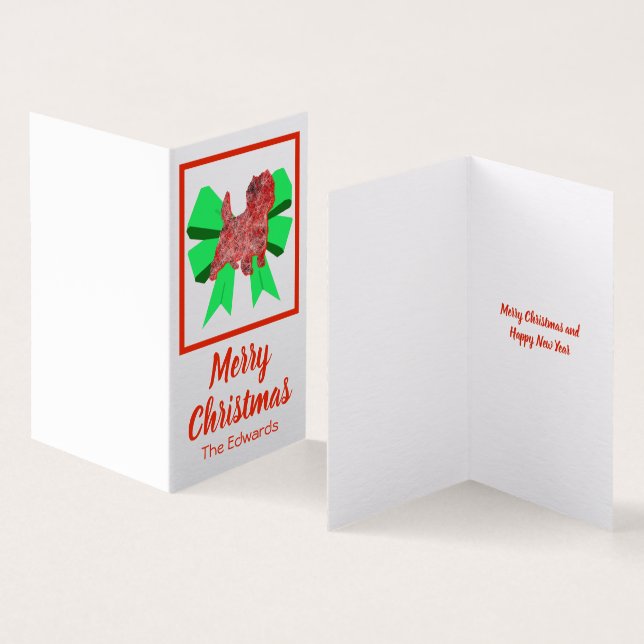 Cairn Terrier Dog & Bow Merry Christmas Gift Tag (Inside and Outside)