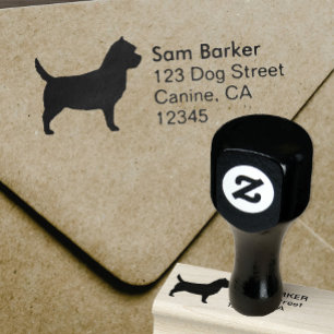 Cairn Terrier Dog Breed Silhouette Return Address Rubber Stamp