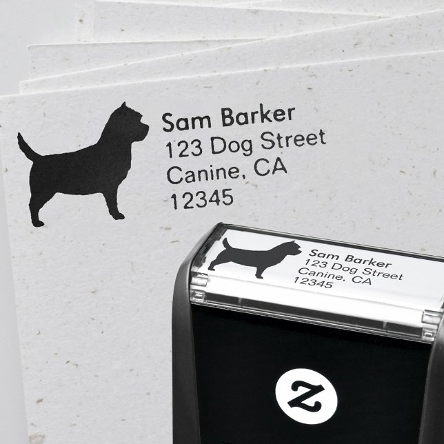 Cairn Terrier Dog Breed Silhouette Return Address Self-inking Stamp (Creator Uploaded)