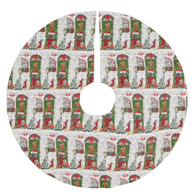 Cairn Terrier Dog Christmas  Brushed Polyester Tree Skirt (Front)