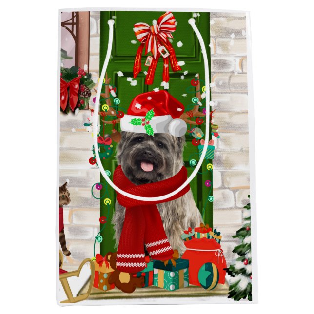 Cairn Terrier Dog Christmas  Medium Gift Bag (Front)