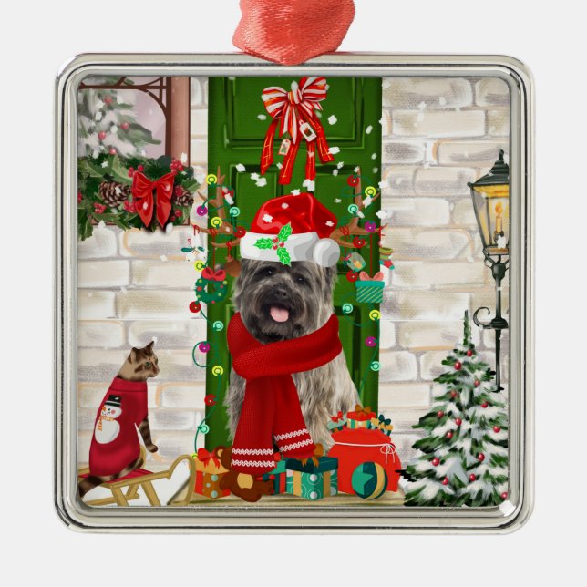 Cairn Terrier Dog Christmas  Metal Tree Decoration (Front)
