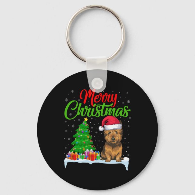 Cairn Terrier Dog Christmas Tree Lights Funny Xmas Key Ring (Front)