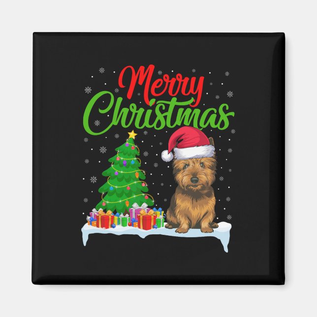 Cairn Terrier Dog Christmas Tree Lights Funny Xmas Magnet (Front)