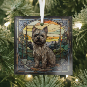 Cairn Terrier Dog Glass Tree Decoration