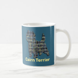 Cairn Terrier Dog Grid Silhouette Blue Background Coffee Mug