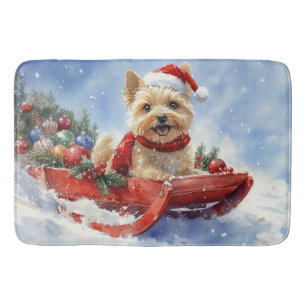 Cairn Terrier Dog in Sledge Let it Snow Christmas Bath Mat