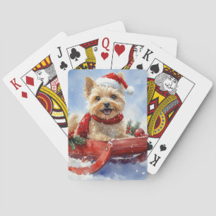 Cairn Terrier Dog in Sledge Let it Snow Christmas Playing Cards