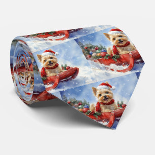 Cairn Terrier Dog in Sledge Let it Snow Christmas Tie