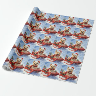 Cairn Terrier Dog in Sledge Let it Snow Christmas Wrapping Paper