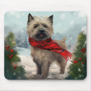 Cairn Terrier Dog in Snow Christmas Mouse Mat