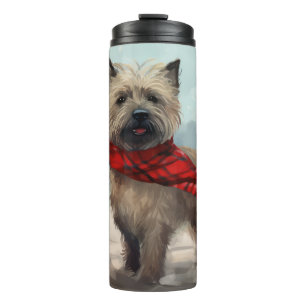 Cairn Terrier Dog in Snow Christmas Thermal Tumbler