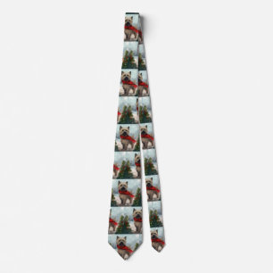 Cairn Terrier Dog in Snow Christmas Tie