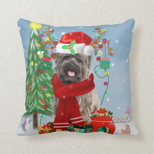 Cairn Terrier Dog in Snow with Christmas Gifts  Cushion