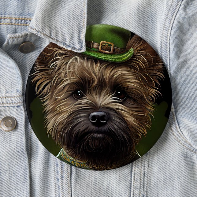 Cairn Terrier dog in St. Patrick's Day Dress 6 Cm Round Badge (In Situ)