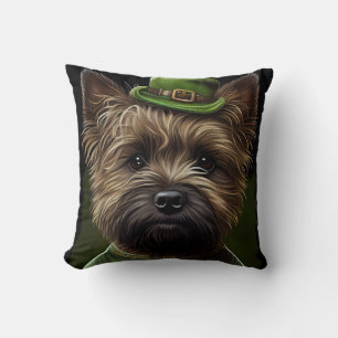 Cairn Terrier dog in St. Patrick's Day Dress Cushion