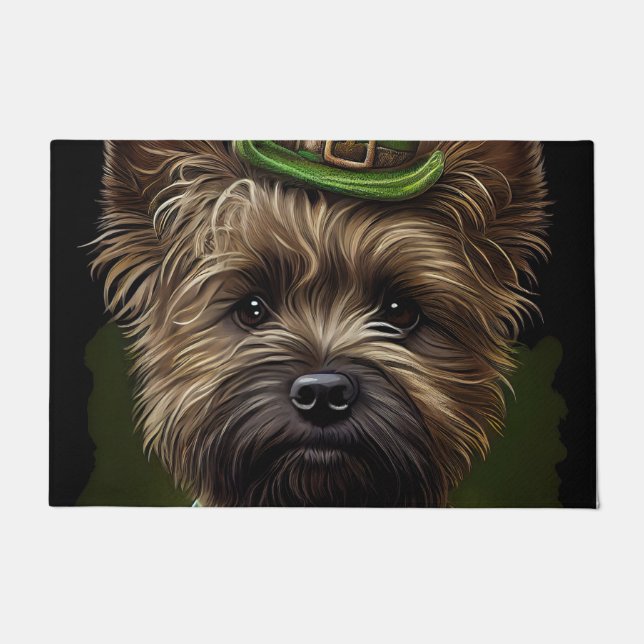 Cairn Terrier dog in St. Patrick's Day Dress Doormat (Front)