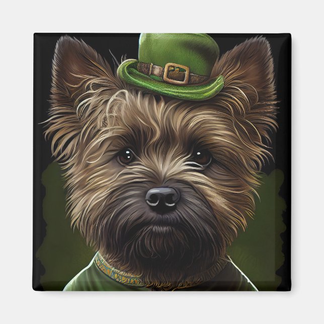 Cairn Terrier dog in St. Patrick's Day Dress Magnet (Front)