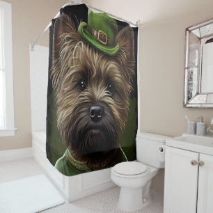 Cairn Terrier dog in St. Patrick's Day Dress Shower Curtain