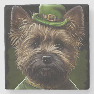 Cairn Terrier dog in St. Patrick's Day Dress Stone Coaster
