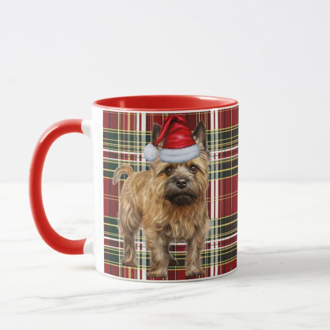 Cairn Terrier Dog Lover Holiday Plaid Christmas Mug (Left)