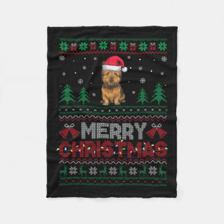 Cairn Terrier Dog Lovers Santa Hat Christmas Tree  Fleece Blanket