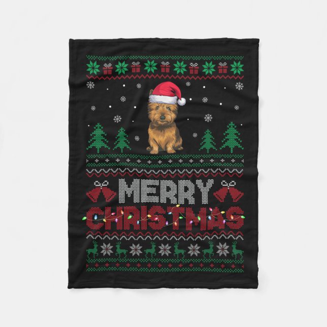 Cairn Terrier Dog Lovers Santa Hat Christmas Tree  Fleece Blanket (Front)
