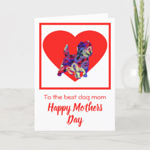 Cairn Terrier Dog Red Heart Mother’s Day Card