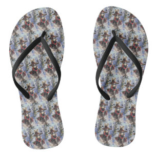 Cairn Terrier Dog Riding Motorcycle Christmas Flip Flops
