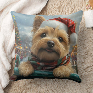 Cairn Terrier Dog Roller Coaster Christmas Cushion