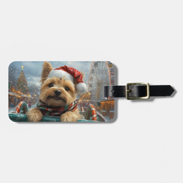 Cairn Terrier Dog Roller Coaster Christmas Luggage Tag (Front Horizontal)