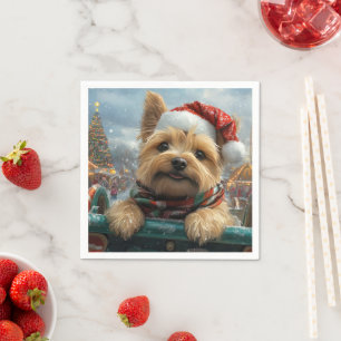 Cairn Terrier Dog Roller Coaster Christmas Napkin